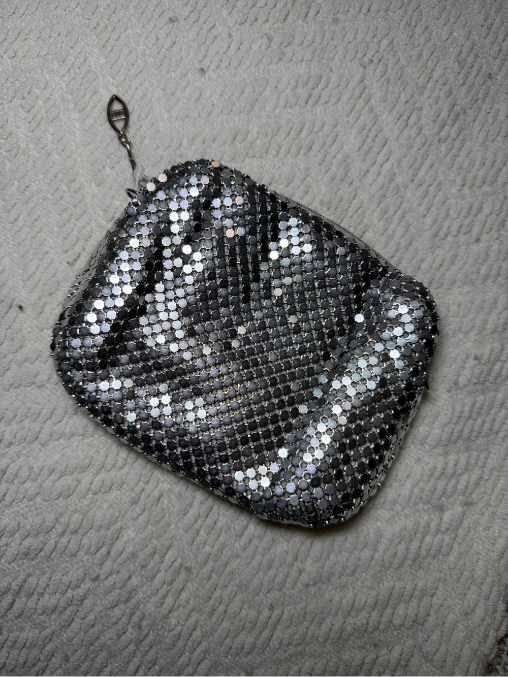 90s Silver Sequined Mesh mini pouch / purse